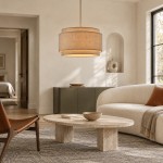Virelai Modern Linen Double Drum Pendant Light