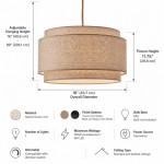 Virelai Modern Linen Double Drum Pendant Light