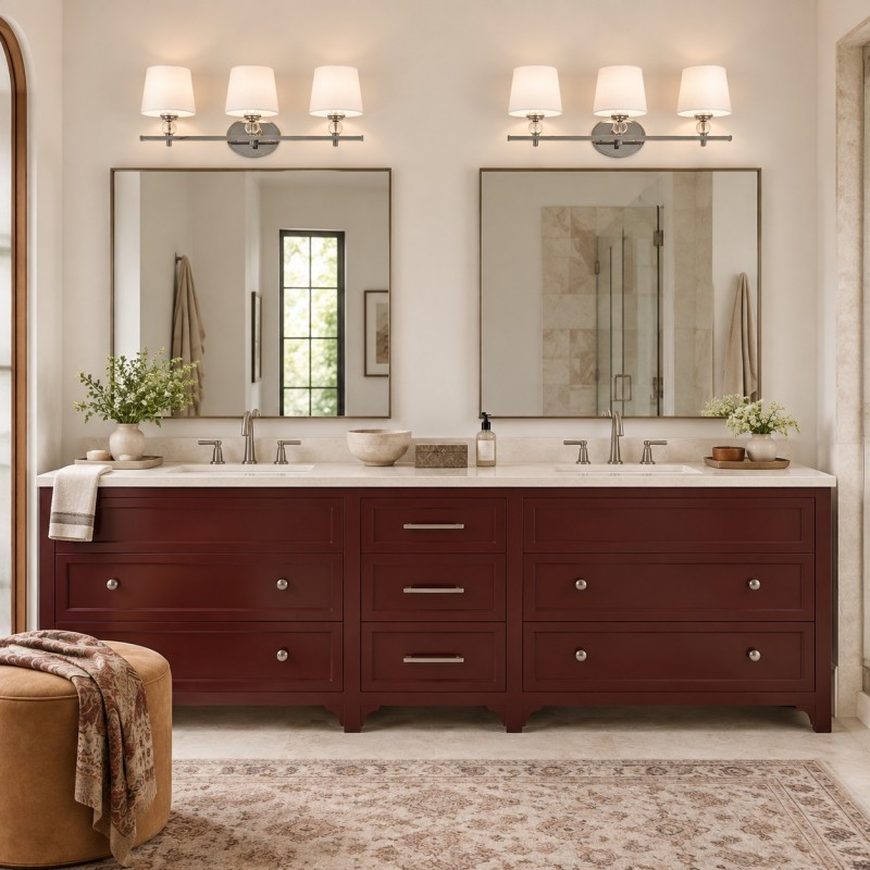 Remi Rustic 3-Light White Fabric Sconce