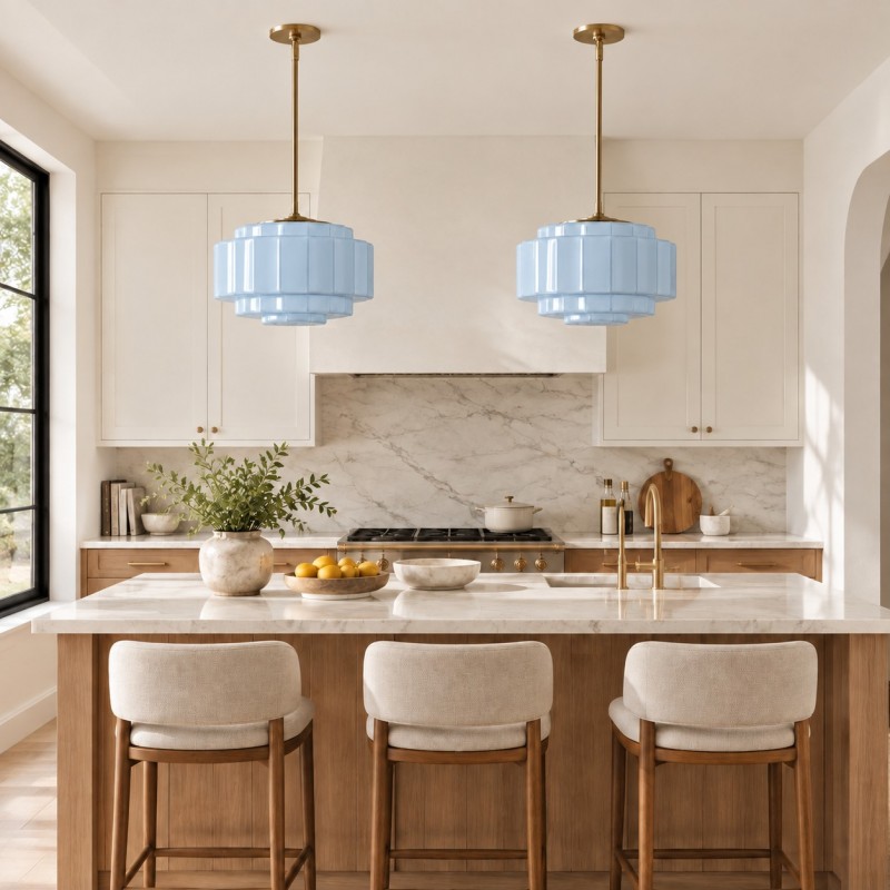 Winry Antique Brass Tiered Milk Glass Pendant Light