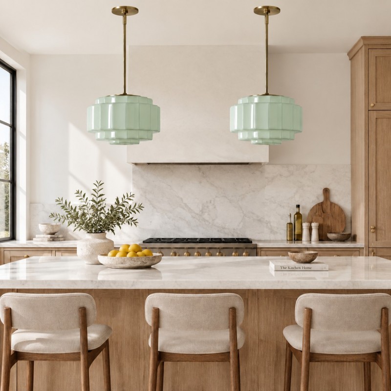 Winry Antique Brass Tiered Milk Glass Pendant Light