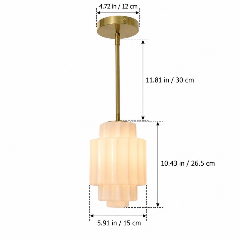 Winry Antique Brass Tiered Milk Glass Pendant Light