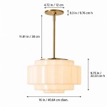 Winry Antique Brass Tiered Milk Glass Pendant Light