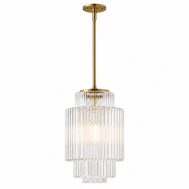 Winry Antique Brass Tiered Milk Glass Pendant Light