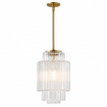Winry Antique Brass Tiered Milk Glass Pendant Light