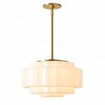 Winry Antique Brass Tiered Milk Glass Pendant Light