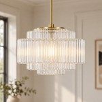 Winry Antique Brass Tiered Milk Glass Pendant Light
