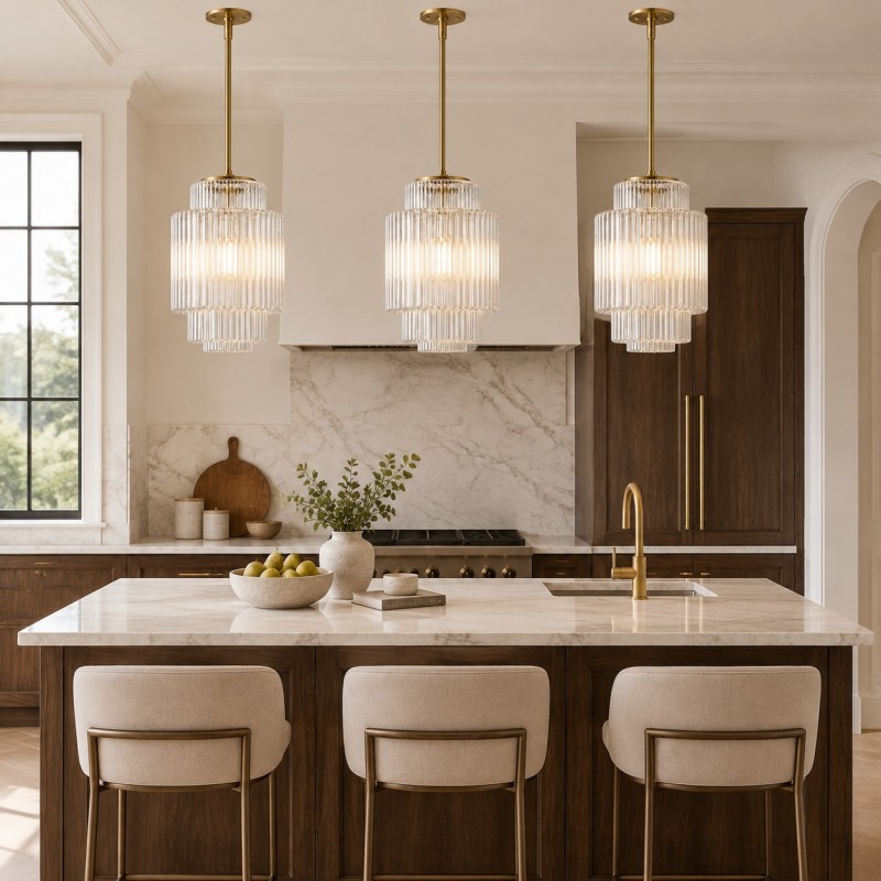Winry Antique Brass Tiered Milk Glass Pendant Light
