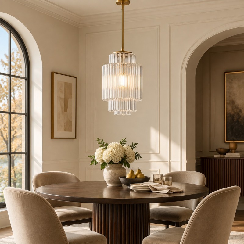 Winry Antique Brass Tiered Milk Glass Pendant Light