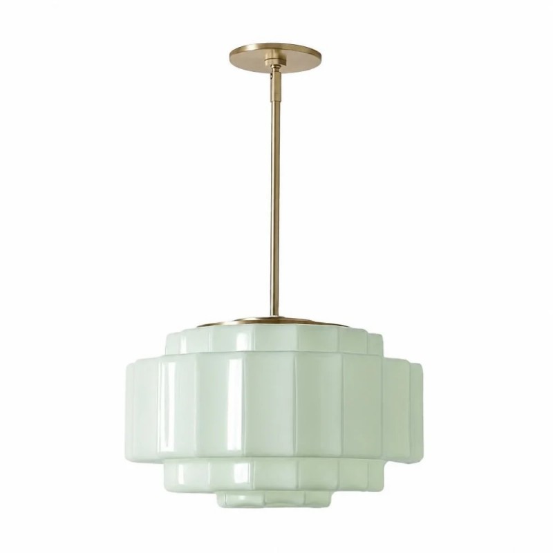 Winry Antique Brass Tiered Milk Glass Pendant Light