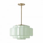Winry Antique Brass Tiered Milk Glass Pendant Light