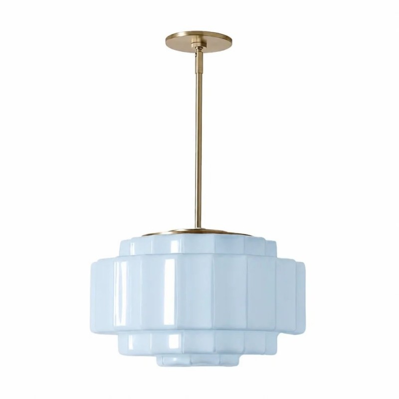 Winry Antique Brass Tiered Milk Glass Pendant Light