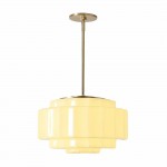 Winry Antique Brass Tiered Milk Glass Pendant Light