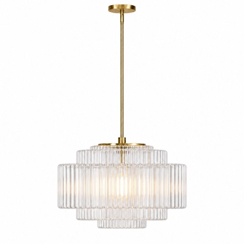 Winry Antique Brass Tiered Milk Glass Pendant Light
