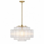 Winry Antique Brass Tiered Milk Glass Pendant Light